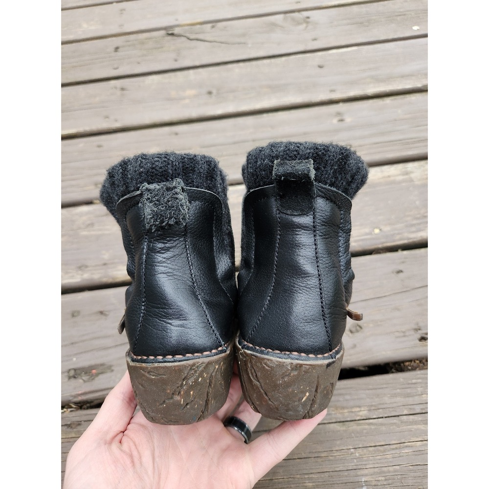 El Naturalista Yggdrasil Boots Black Leather Knit Collar Size 37 Women US 7 - Picture 6 of 8